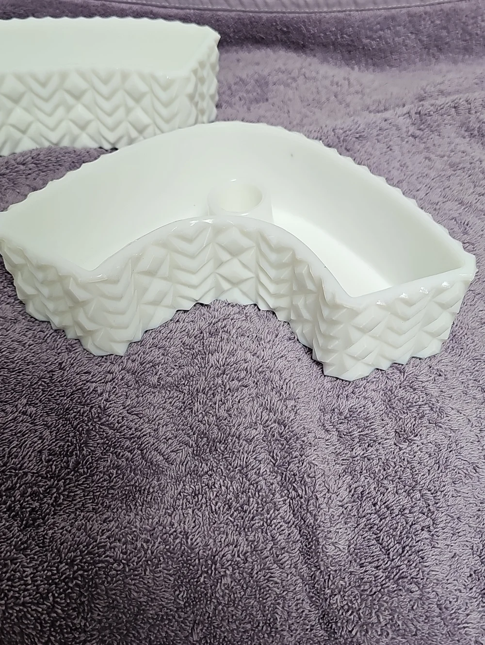 Vintage Westmoreland Curved Candle/Server Milk Glass Home Accents